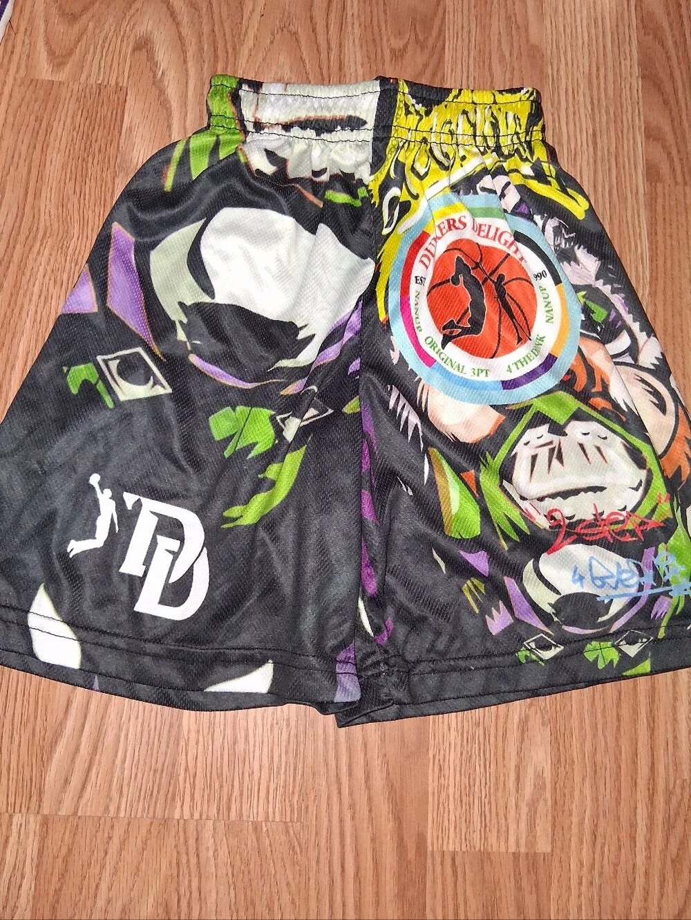 Kids Graphic Athletic Shorts with Multicolor Joker Design